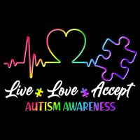 Live Love Accept Autism Awareness Rainbow 7-Panel Snapback Hat