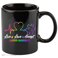 Live Love Accept Autism Awareness Rainbow 11oz C Handle Ceramic Mug