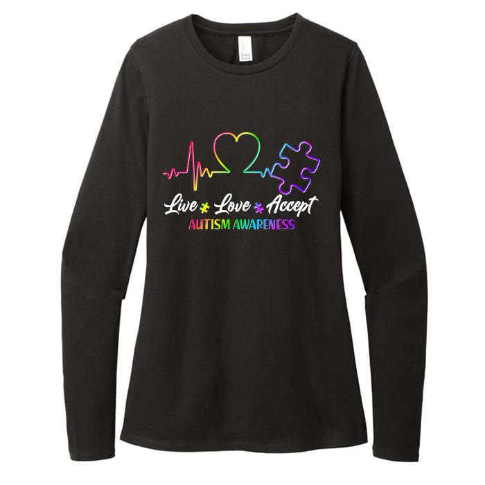 Live Love Accept Autism Awareness Rainbow Womens CVC Long Sleeve Shirt