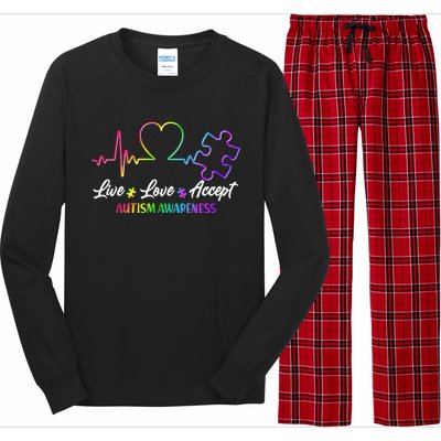 Live Love Accept Autism Awareness Rainbow Long Sleeve Pajama Set