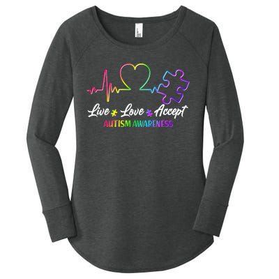 Live Love Accept Autism Awareness Rainbow Women's Perfect Tri Tunic Long Sleeve Shirt