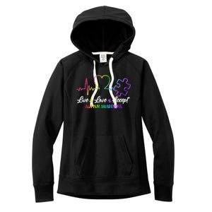 Live Love Accept Autism Awareness Rainbow Women's Fleece Hoodie