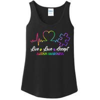 Live Love Accept Autism Awareness Rainbow Ladies Essential Tank