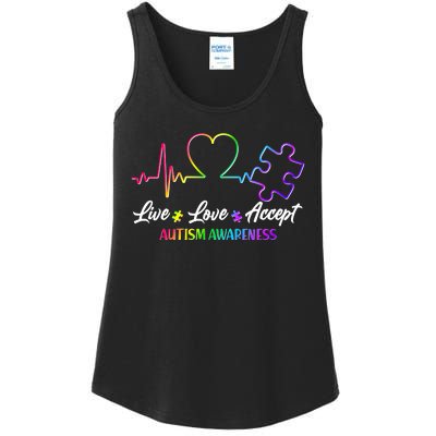 Live Love Accept Autism Awareness Rainbow Ladies Essential Tank