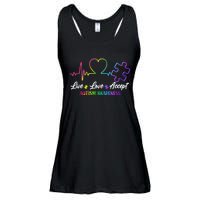 Live Love Accept Autism Awareness Rainbow Ladies Essential Flowy Tank