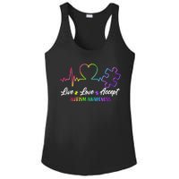 Live Love Accept Autism Awareness Rainbow Ladies PosiCharge Competitor Racerback Tank