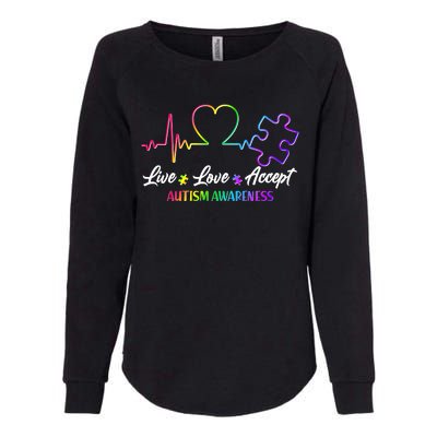 Live Love Accept Autism Awareness Rainbow Womens California Wash Sweatshirt