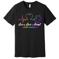 Live Love Accept Autism Awareness Rainbow Premium T-Shirt