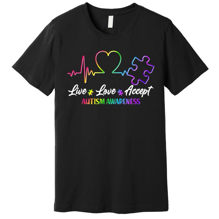 Live Love Accept Autism Awareness Rainbow Premium T-Shirt