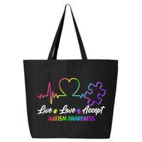 Live Love Accept Autism Awareness Rainbow 25L Jumbo Tote