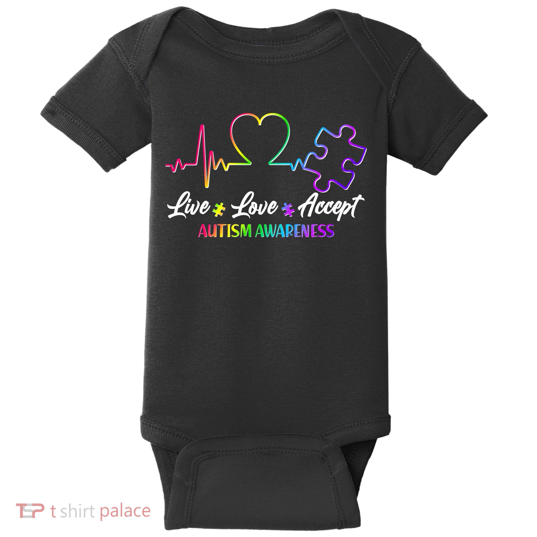 Live Love Accept Autism Awareness Rainbow Baby Bodysuit