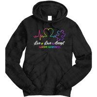 Live Love Accept Autism Awareness Rainbow Tie Dye Hoodie