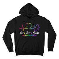 Live Love Accept Autism Awareness Rainbow Tall Hoodie