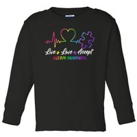 Live Love Accept Autism Awareness Rainbow Toddler Long Sleeve Shirt