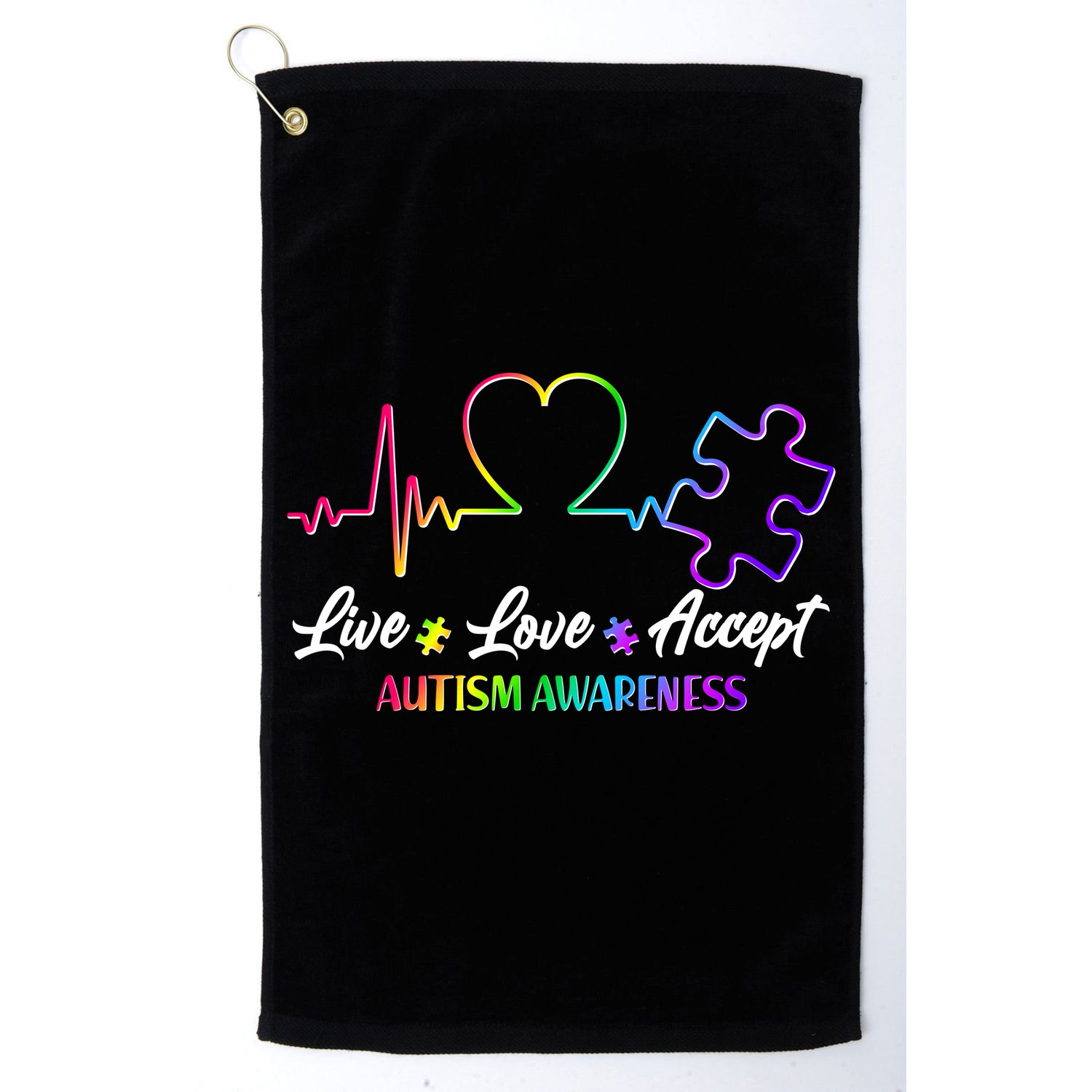 Live Love Accept Autism Awareness Rainbow Golf Towel