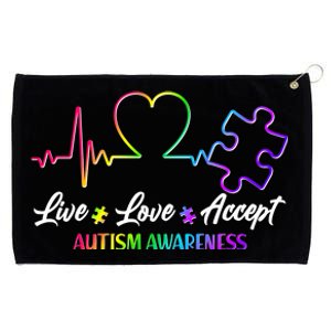 Live Love Accept Autism Awareness Rainbow Grommeted Golf Towel