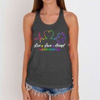 Live Love Accept Autism Awareness Rainbow Women's Knotted Racerback Tank