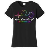 Live Love Accept Autism Awareness Rainbow Women's T-Shirt