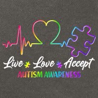 Live Love Accept Autism Awareness Rainbow Cotton Canvas Backpack