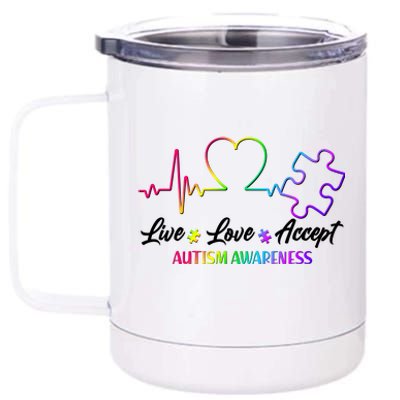 Live Love Accept Autism Awareness Rainbow 12 oz Stainless Steel Tumbler Cup