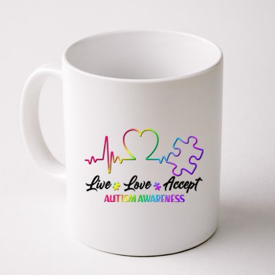 Live Love Accept Autism Awareness Rainbow Coffee Mug