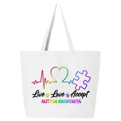 Live Love Accept Autism Awareness Rainbow 25L Jumbo Tote