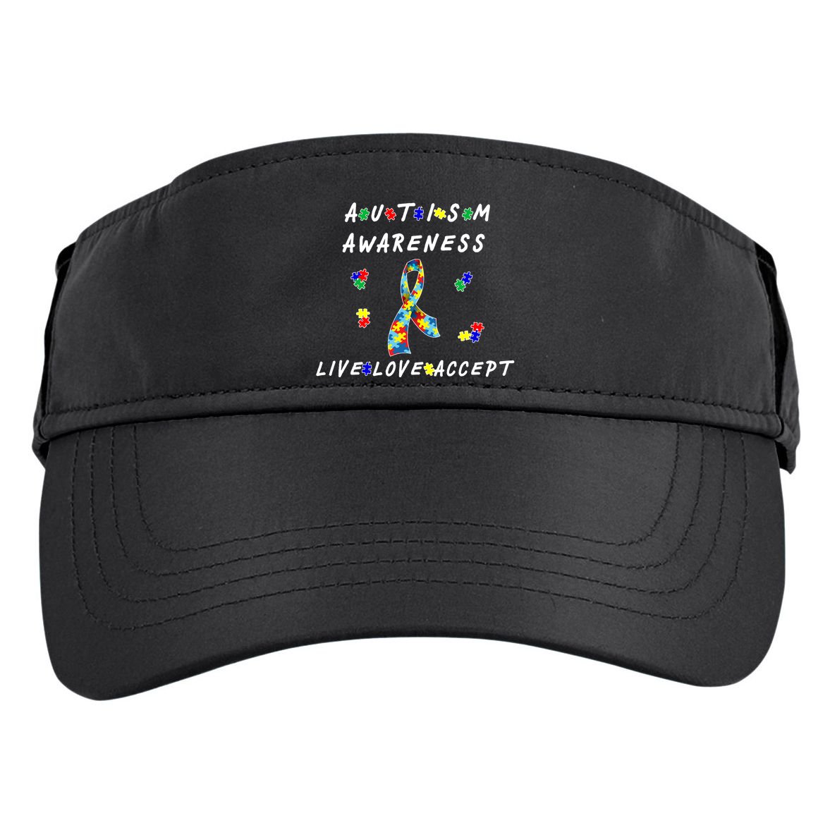 Live Love Accept Autism Puzzle Piece Ribbon Adult Drive Performance Visor