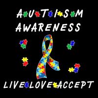 Live Love Accept Autism Puzzle Piece Ribbon Drawstring Bag