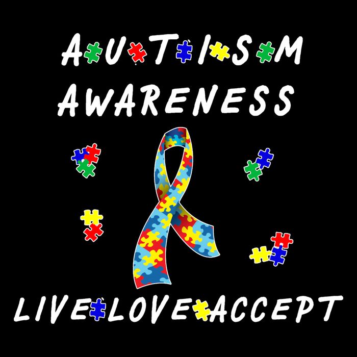 Live Love Accept Autism Puzzle Piece Ribbon Drawstring Bag