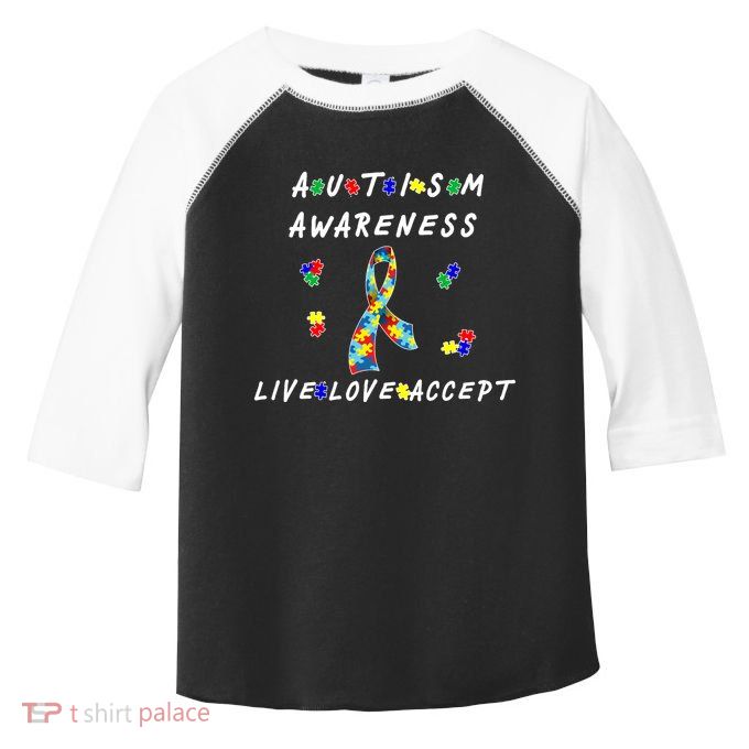 Live Love Accept Autism Puzzle Piece Ribbon Toddler Fine Jersey T-Shirt