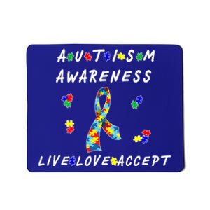 Live Love Accept Autism Puzzle Piece Ribbon Mousepad