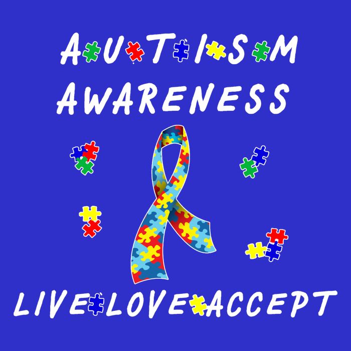 Live Love Accept Autism Puzzle Piece Ribbon Poster