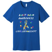 Live Love Accept Autism Puzzle Piece Ribbon Premium T-Shirt