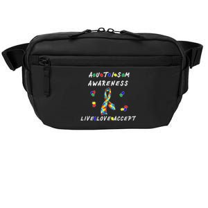 Live Love Accept Autism Puzzle Piece Ribbon Crossbody Pack