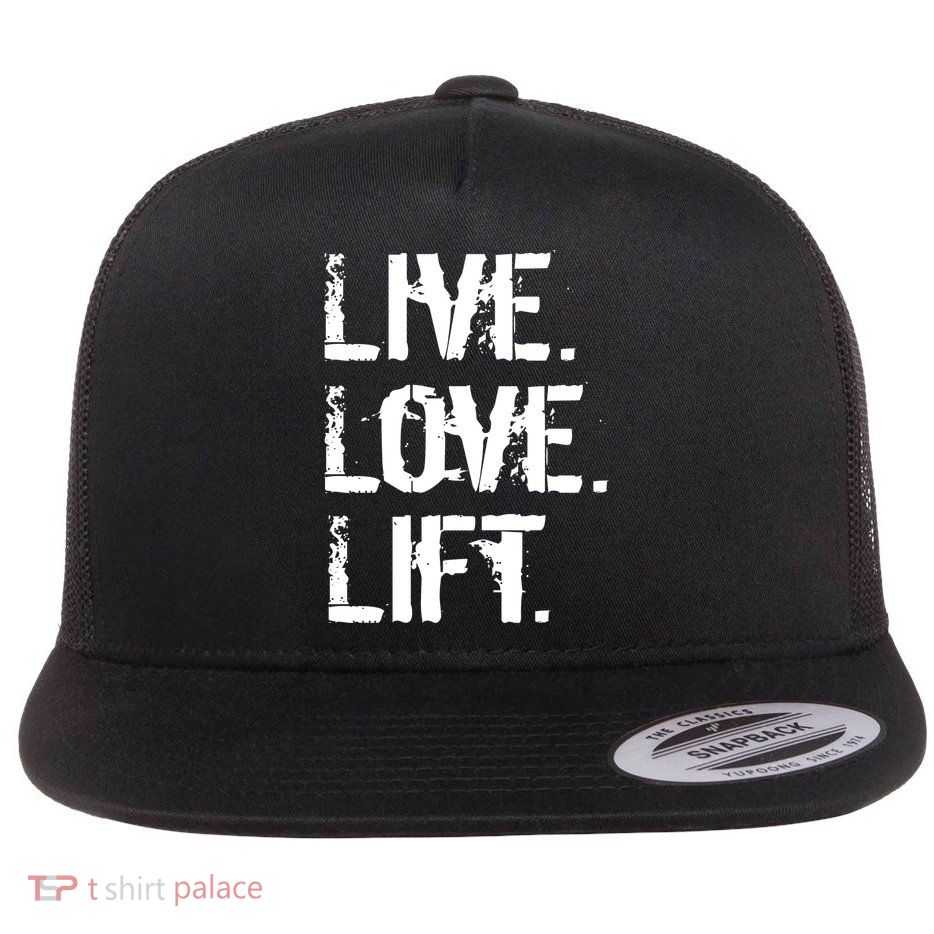 Live Love Lift Retro Fitness Flat Bill Trucker Hat