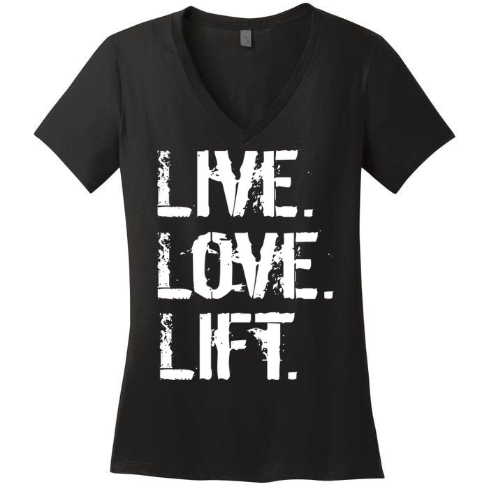 Live Love Lift Retro Fitness Women's V-Neck T-Shirt