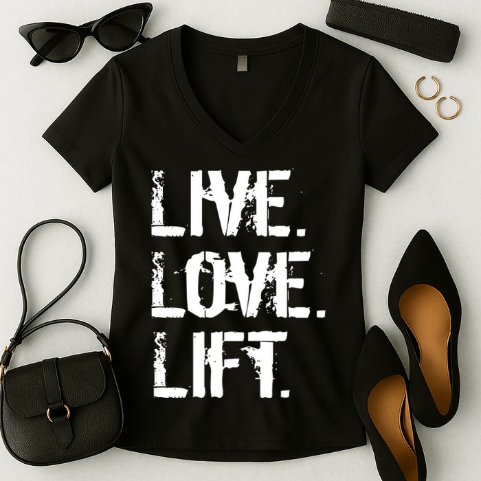 Live Love Lift Retro Fitness Women's V-Neck T-Shirt