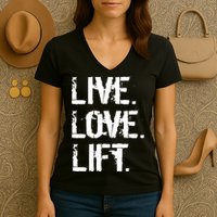 Live Love Lift Retro Fitness Women's V-Neck T-Shirt