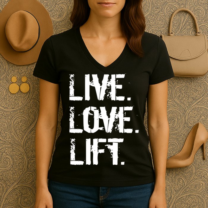 Live Love Lift Retro Fitness Women's V-Neck T-Shirt