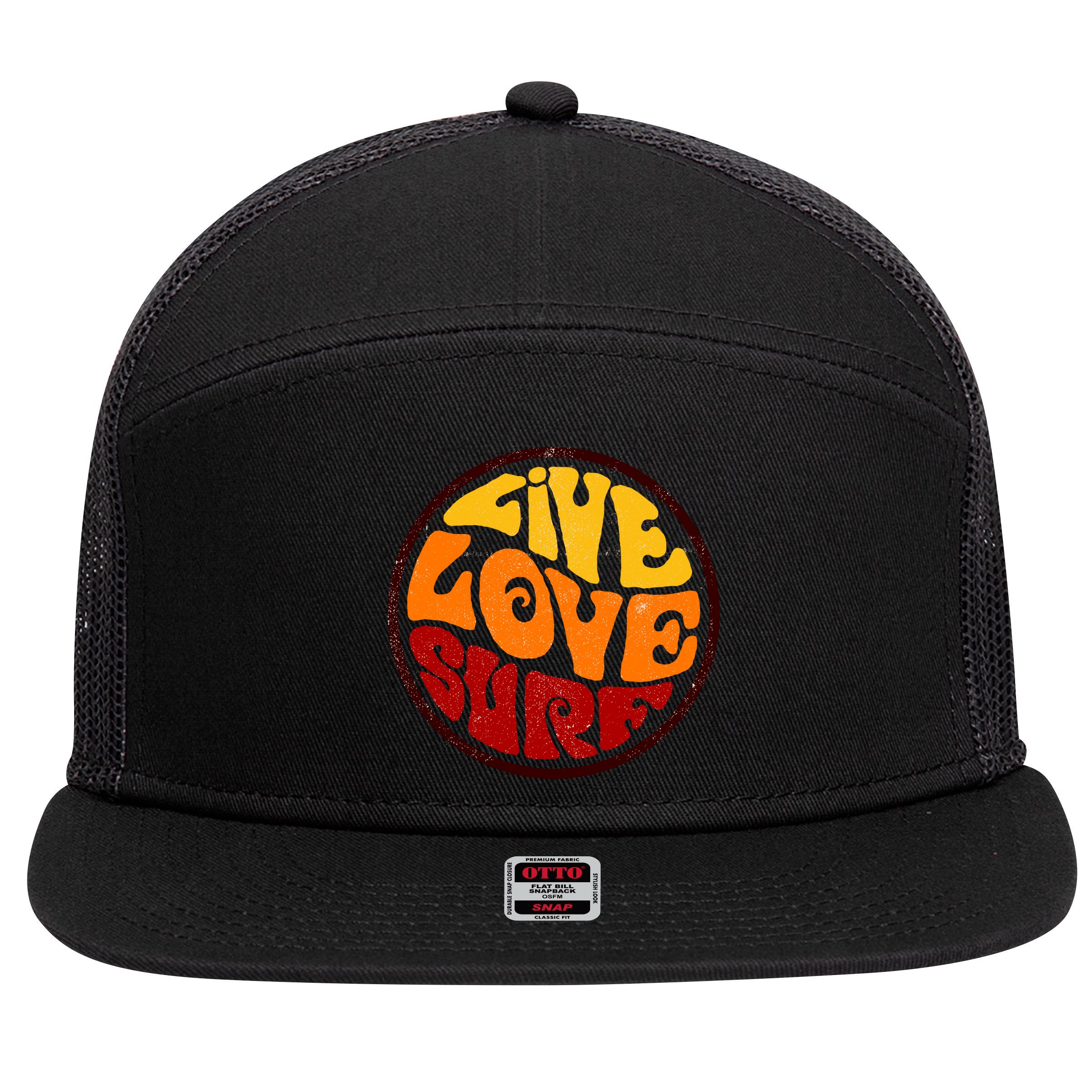 Live Love Surf 7 Panel Mesh Trucker Snapback Hat