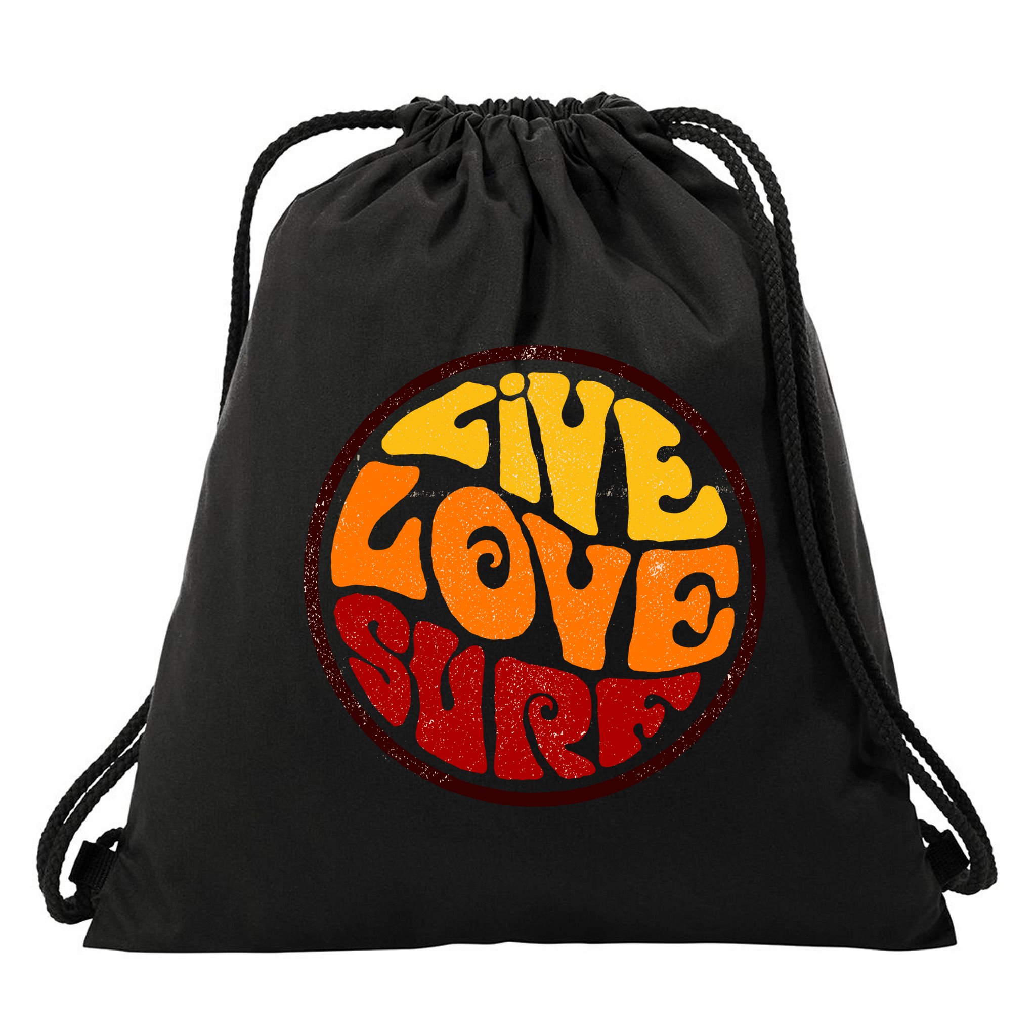Live Love Surf Drawstring Bag