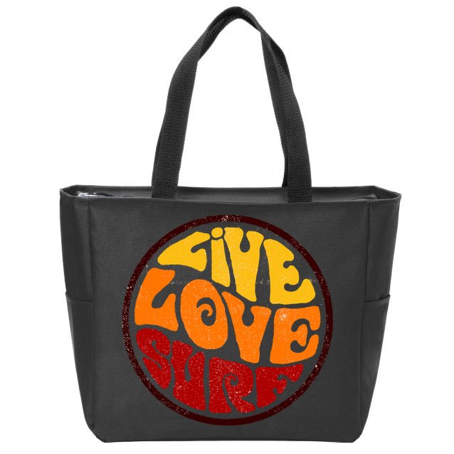 Live Love Surf Zip Tote Bag