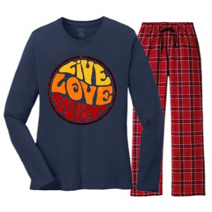 Live Love Surf Women's Long Sleeve Flannel Pajama Set 