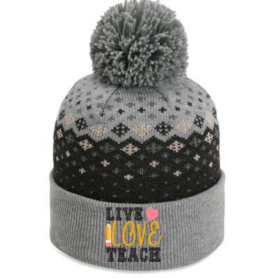 Live Love Teach The Baniff Cuffed Pom Beanie