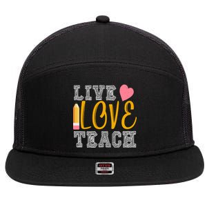 Live Love Teach 7 Panel Mesh Trucker Snapback Hat