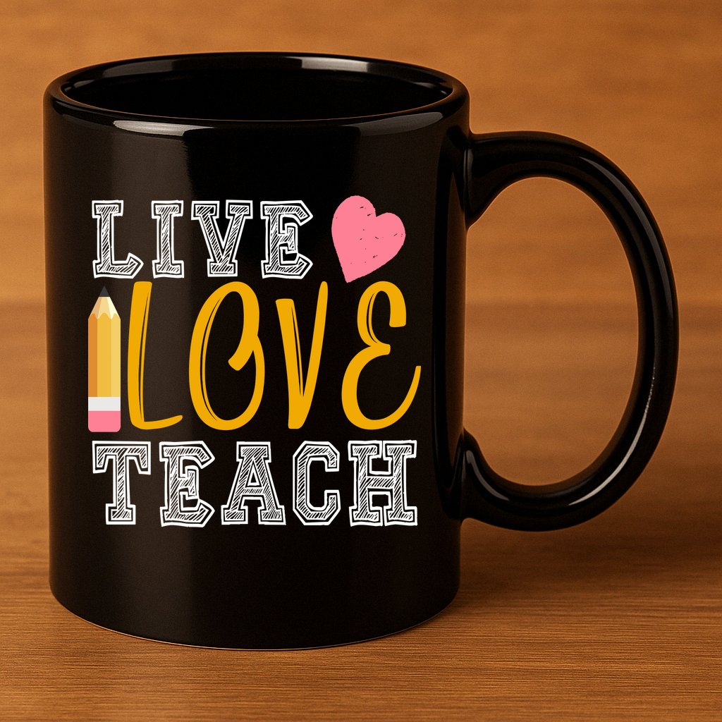 Live Love Teach 11oz C Handle Ceramic Mug