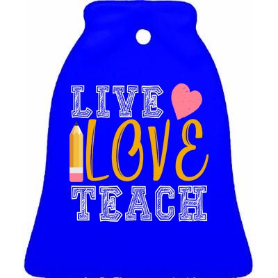 Live Love Teach Ceramic Bell Ornament