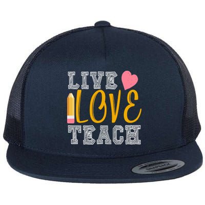 Live Love Teach Flat Bill Trucker Hat