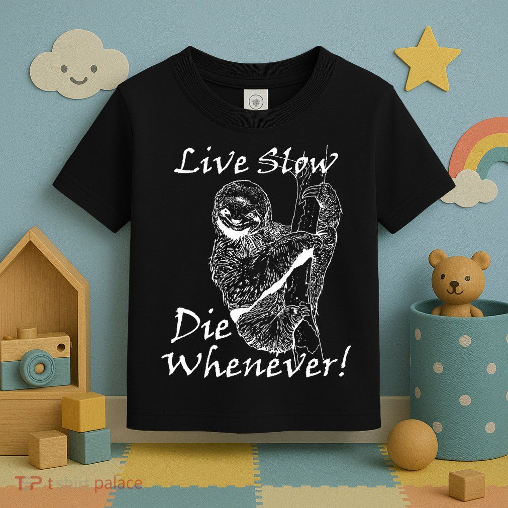 Live Slow Die Whenever Funny Sloth Toddler T-Shirt
