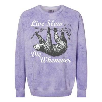 Live Slow Die Whenever Sloth Colorblast Crewneck Sweatshirt